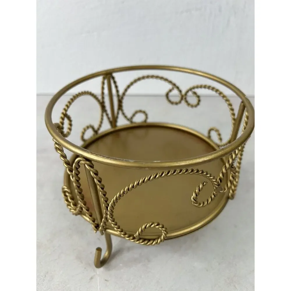 vintage gold iron pedestal‎ Large candle holder